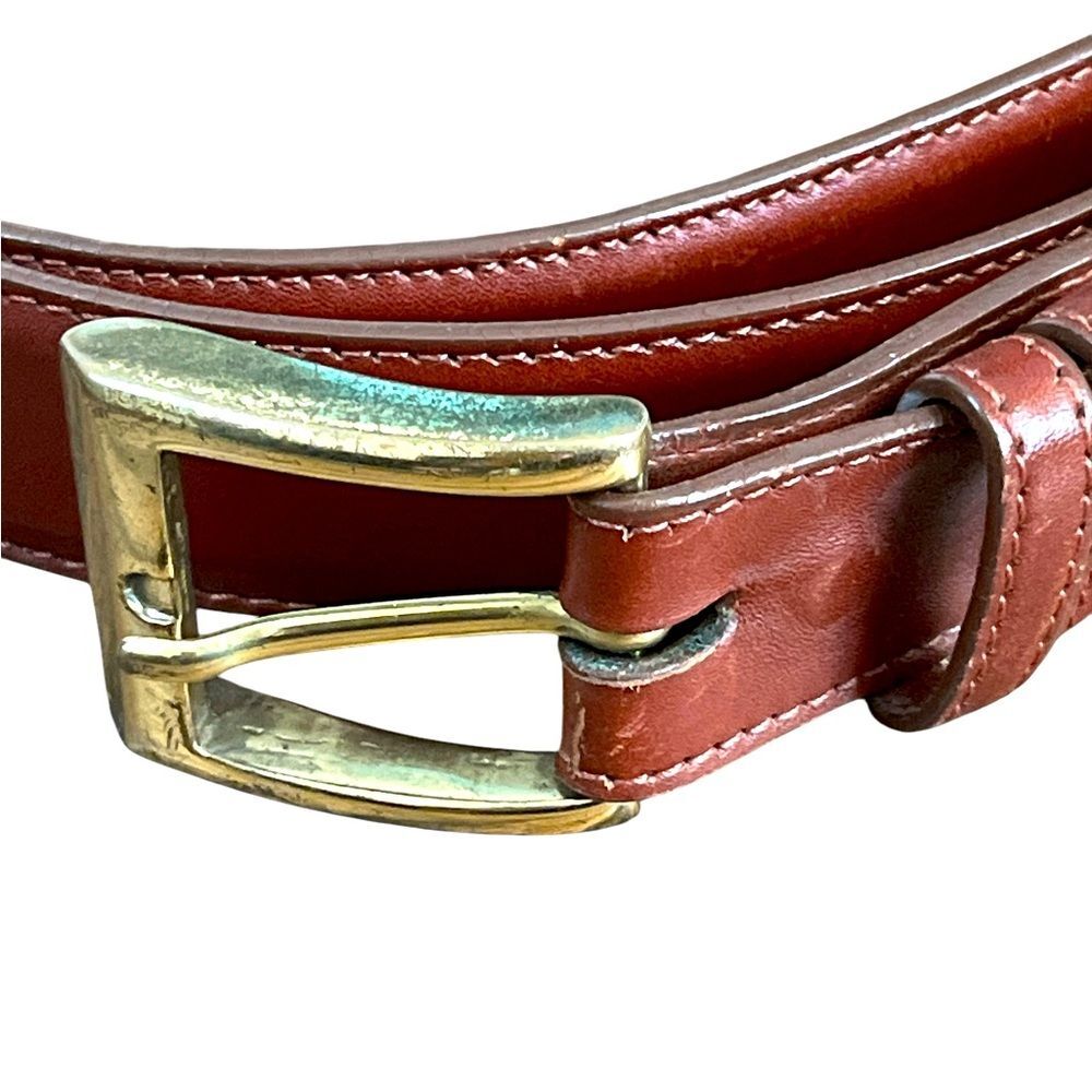 Vintage LAI Men's Brown Calf Leather Belt Made in Italy with Brass Buckle